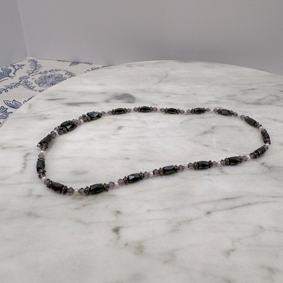 Magnetic Black and Silver Beaded Bracelet or necklace - Picture 2 of 5